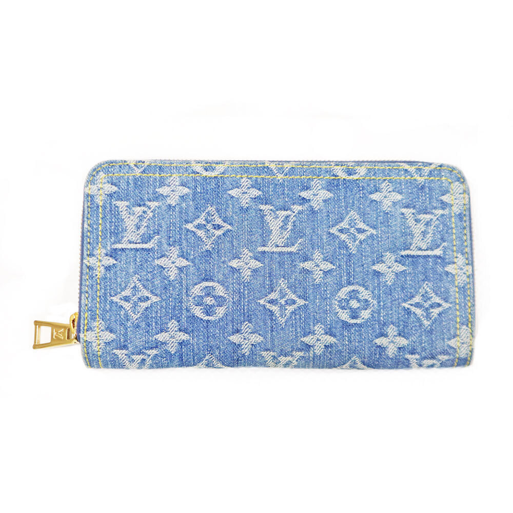 Louis Vuitton Zippy Wallet Denim Long Buur Blue White
